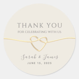 Adesivo Redondo Dourado Casamento Calliográfico Obrigado