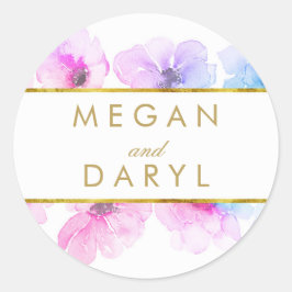 Adesivo Redondo Dourado Casamento Elegante Azul Roxo Roxo Roxo