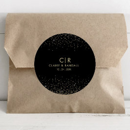 Adesivo Redondo Dourado Casamento elegante Glitter