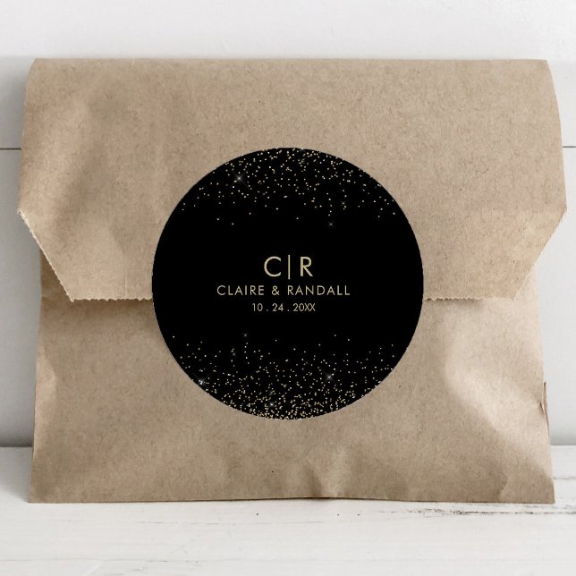 Adesivo Redondo Dourado Casamento elegante Glitter (Criador carregado)