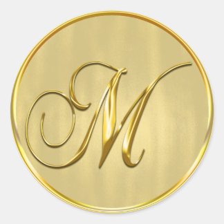 Adesivo Redondo Dourado Casamento Formal Monograma M Convite à Apr