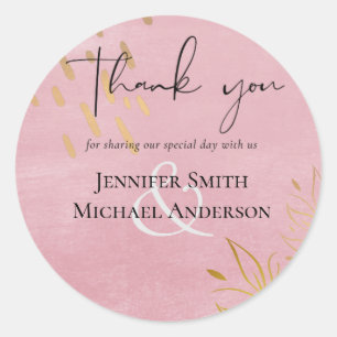 Adesivo Redondo Dourado Casamento Pink-Dusty