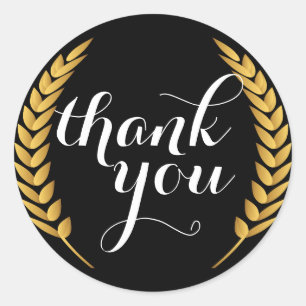 Adesivo Redondo Dourado caule de grão de trigo, obrigado, palheta