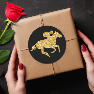 Adesivo Redondo Dourado Cavalo de Aranha do Lixo Negro