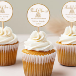 Adesivo Redondo Dourado Chá de fraldas da Princesa Gliter Obrigado