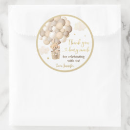 Adesivo Redondo Dourado Chá de fraldas de Balão de Ar Quente do Ur