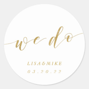 Adesivo Redondo Dourado Clássico Fazemos Favor De Casamento