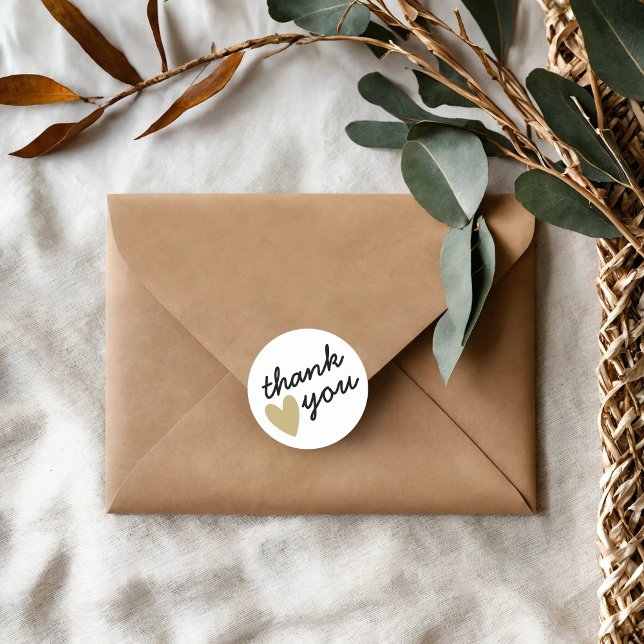 Adesivo Redondo Dourado Coração Obrigado (Criador carregado)