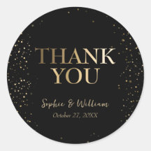 Dourado e negro belo casamento elegante Obrigado