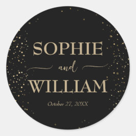 Adesivo Redondo Dourado e preto belo casamento elegante