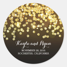 Adesivo Redondo Dourado e Preto - Casamento Glitter de Ouros
