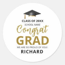 Adesivo Redondo Dourado e preto | Presente Personalizado para Form