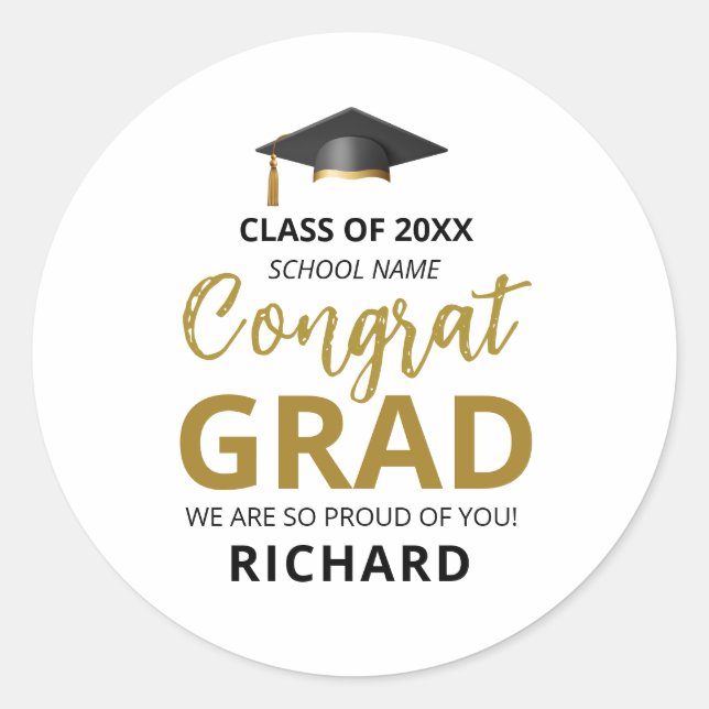 Adesivo Redondo Dourado e preto | Presente Personalizado para Form (Frente)