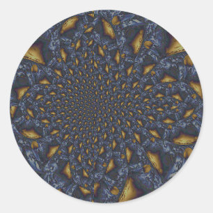 Adesivo Redondo Dourado e Silver Blue Molten Metal