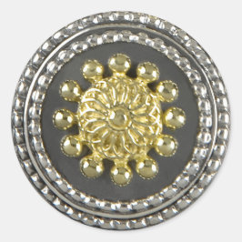 Adesivo Redondo Dourado e Silver Medallion Sticker