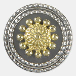 Adesivo Redondo Dourado e Silver Medallion Sticker