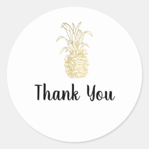 Adesivo Redondo Dourado Elegante Moderno Elegante, Abacaxi