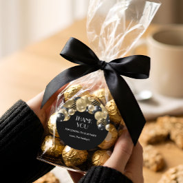 Adesivo Redondo Dourado Elegante Obrigado