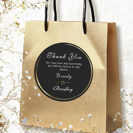 Adesivo Redondo Dourado Escuro Escuro Branco Elegante Obrigado