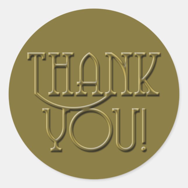 Adesivo Redondo Dourado estilo de medalha obrigado palitos (Frente)