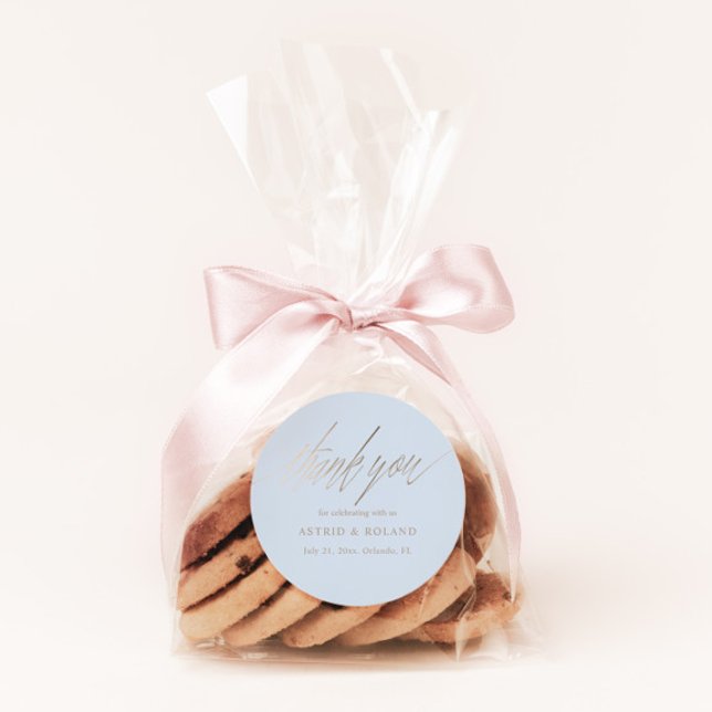 Adesivo Redondo Dourado Favor do Casamento Azul e Faux Modern Dust (Criador carregado)