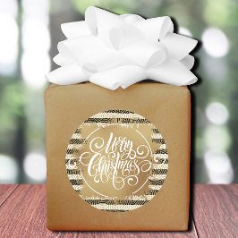 Adesivo Redondo Dourado Feliz Natal Black Stripes