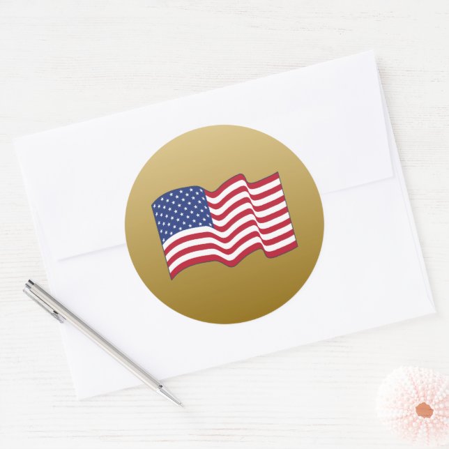 Adesivo Redondo Dourado Flag Stickers (Envelope)