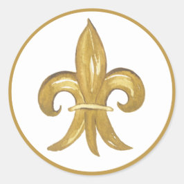 Adesivo Redondo Dourado Fleur de lis