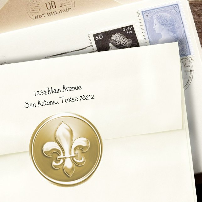 Adesivo Redondo Dourado Fleur de Lis Envelope Seal Emboscada (Criador carregado)
