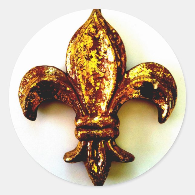 Adesivo Redondo DOURADO FLEUR DE LIS High ContrAST IMPRESSÃO (Frente)