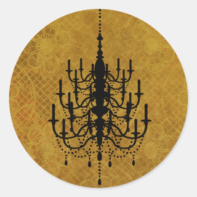 Adesivo Redondo Dourado Frio Chandelier Wedding Seal (Frente)