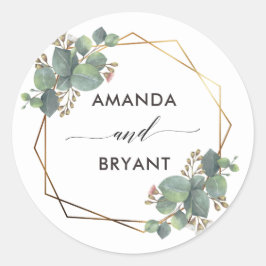 Adesivo Redondo Dourado Geo Frame Eucalyptus