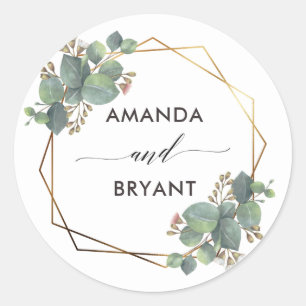 Adesivo Redondo Dourado Geo Frame Eucalyptus