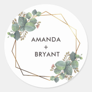 Adesivo Redondo Dourado Geo Frame Eucalyptus