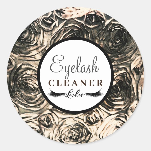 Adesivo Redondo Dourado Glamor Rosas Beauty Makeup Lash Cleaner (Frente)