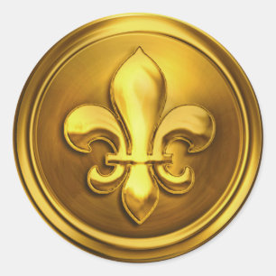 Adesivo Redondo Dourado II Fleur de Lis Envelope Seal Emboscada