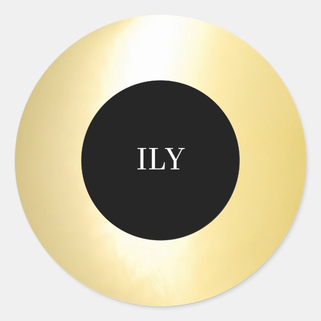 Adesivo Redondo Dourado "ILY" (Frente)