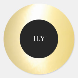 Adesivo Redondo Dourado "ILY"