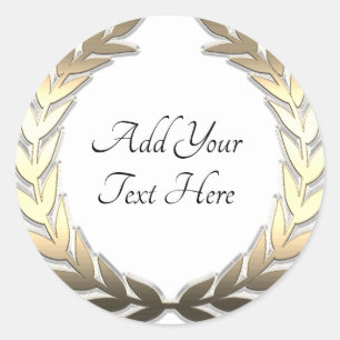 Adesivo Redondo Dourado Laurel Wreath Classic Round Sticker