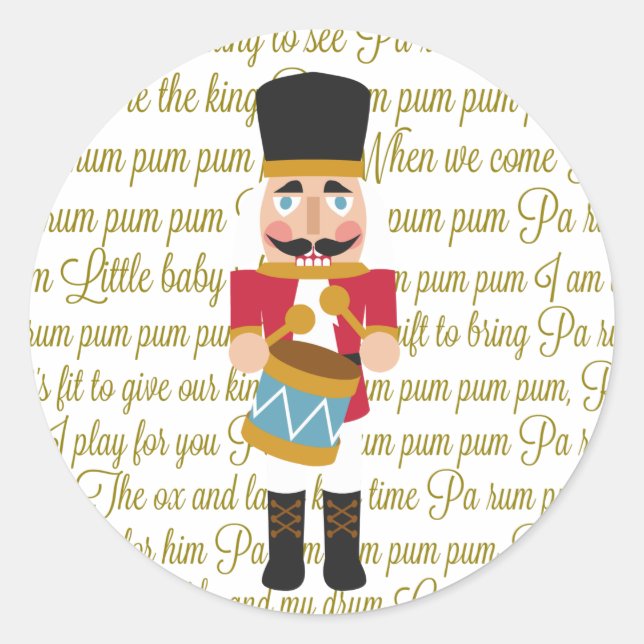 Adesivo Redondo Dourado menino batedor de Natal (Frente)