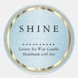 Adesivo Redondo Dourado Metálico e Purpurina Azul