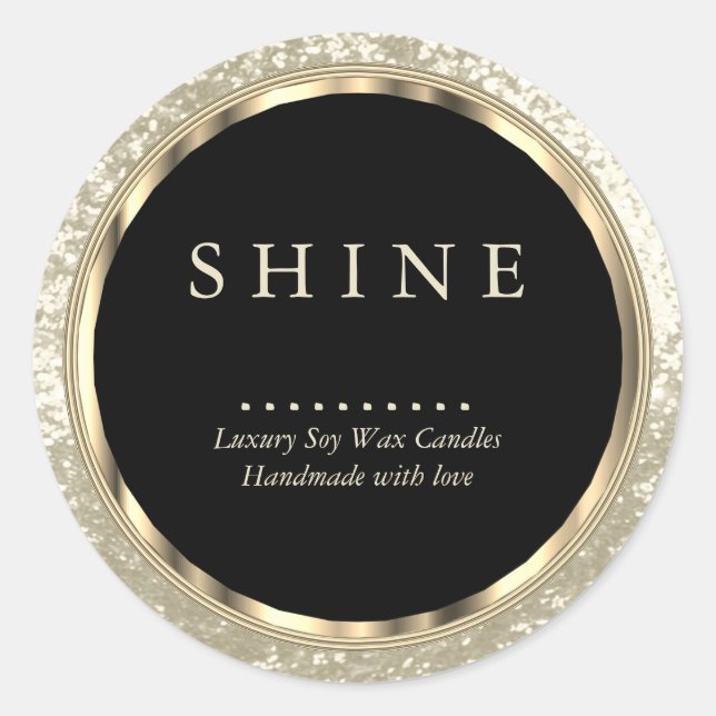 Adesivo Redondo Dourado metálico, preto e marfim (Frente)