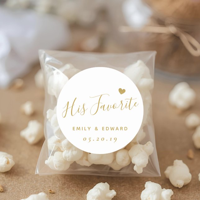 Adesivo Redondo Dourado Moderno Seu Favor De Casamento Favorito (Criador carregado)