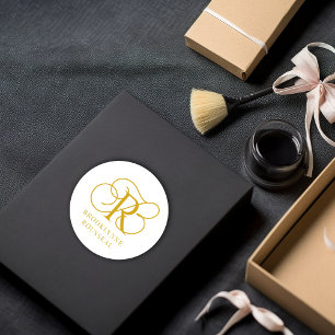 Adesivo Redondo Dourado Monograma Jewelry Designer