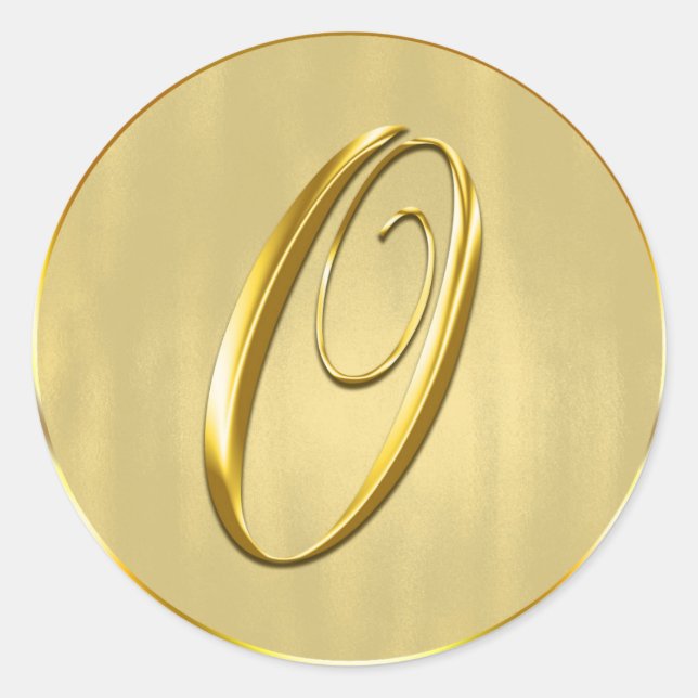 Adesivo Redondo Dourado Monograma O Feriado de Convite para Casame (Frente)