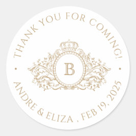 Adesivo Redondo Dourado Monograma Obrigado Por Vir