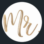 Adesivo Redondo DOURADO MR Padrinho de casamento de Casamento de T<br><div class="desc">Personalizar com qualquer texto. Itens correspondentes estão disponíveis. A cor do adesivo/fundo pode ser feita o que você quiser.</div>