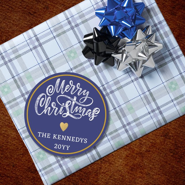 Adesivo Redondo Dourado Natal Azul (Criador carregado)