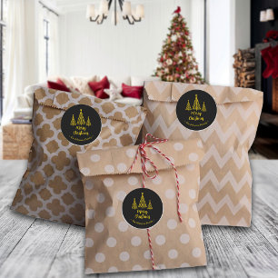 Adesivo Redondo Dourado Natal minimalista