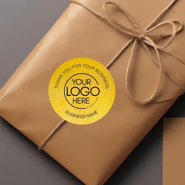 Adesivo Redondo Dourado negócio Obrigado (Criador carregado)